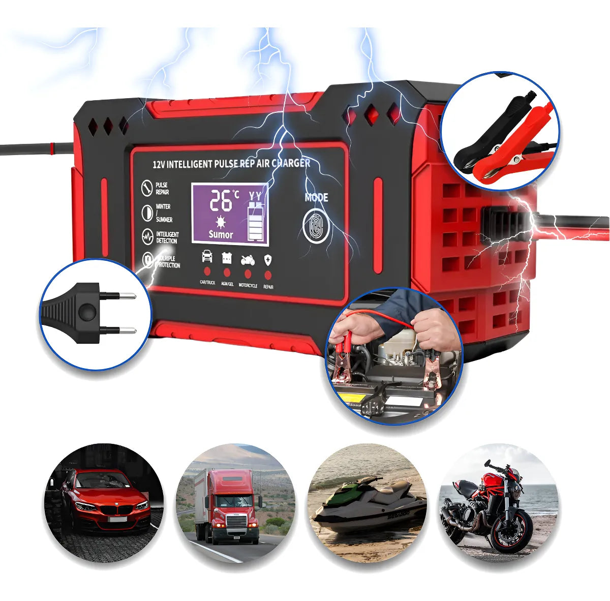 Carregador de Bateria 12v Bivolt Inteligente