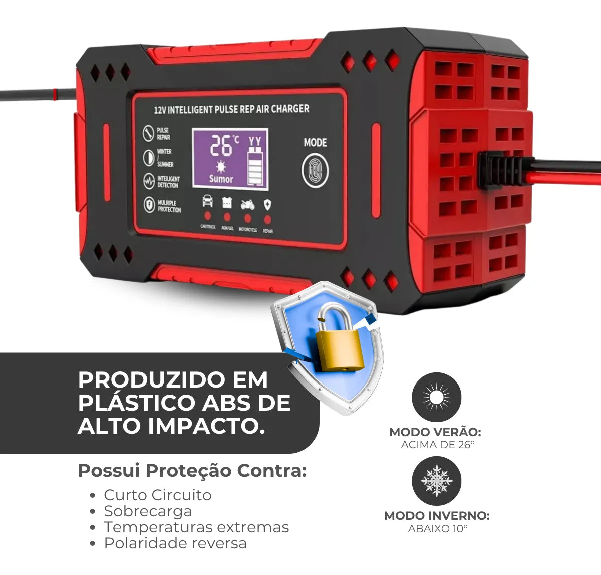 Carregador de Bateria 12v Bivolt Inteligente
