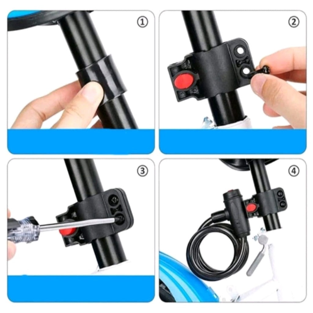 Trava Cabo Aço Espiral Cadeado Segurança Bike Moto + Pezinho