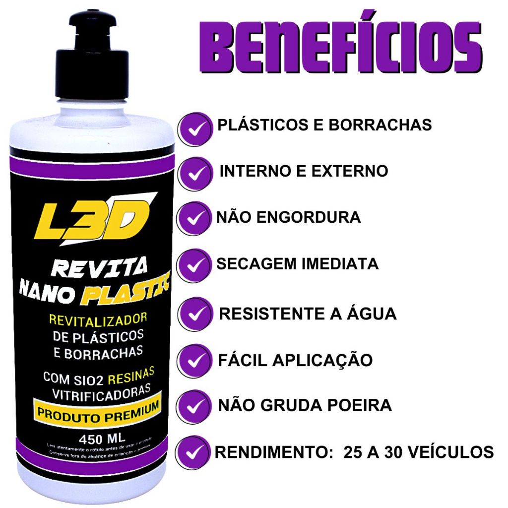 Revitalizador de Plásticos e Borrachas Revita Nano Plastic L3D 450ml