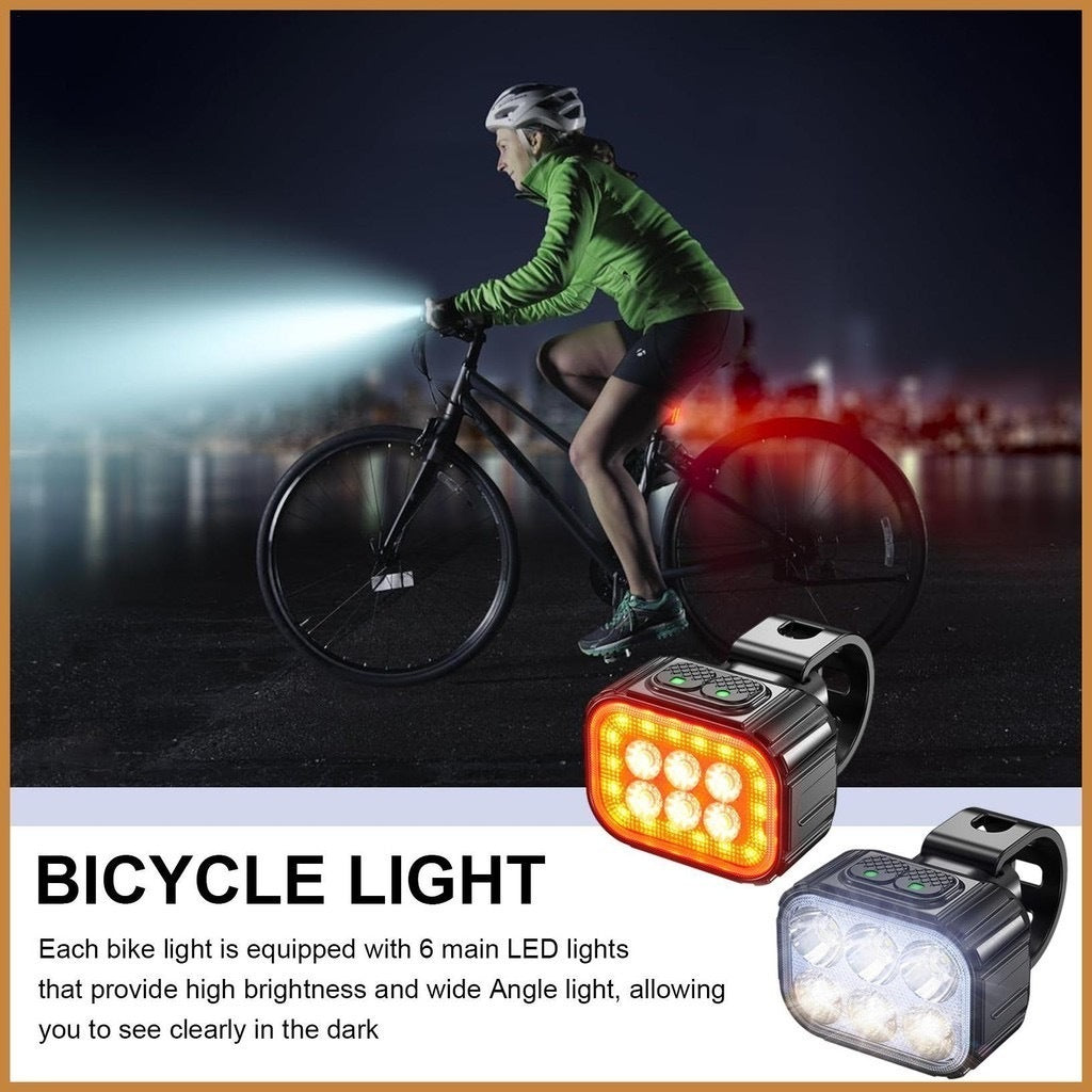 Kit Farol + Lanterna Traseira Bike 6 Led Recarregável USB EC6906