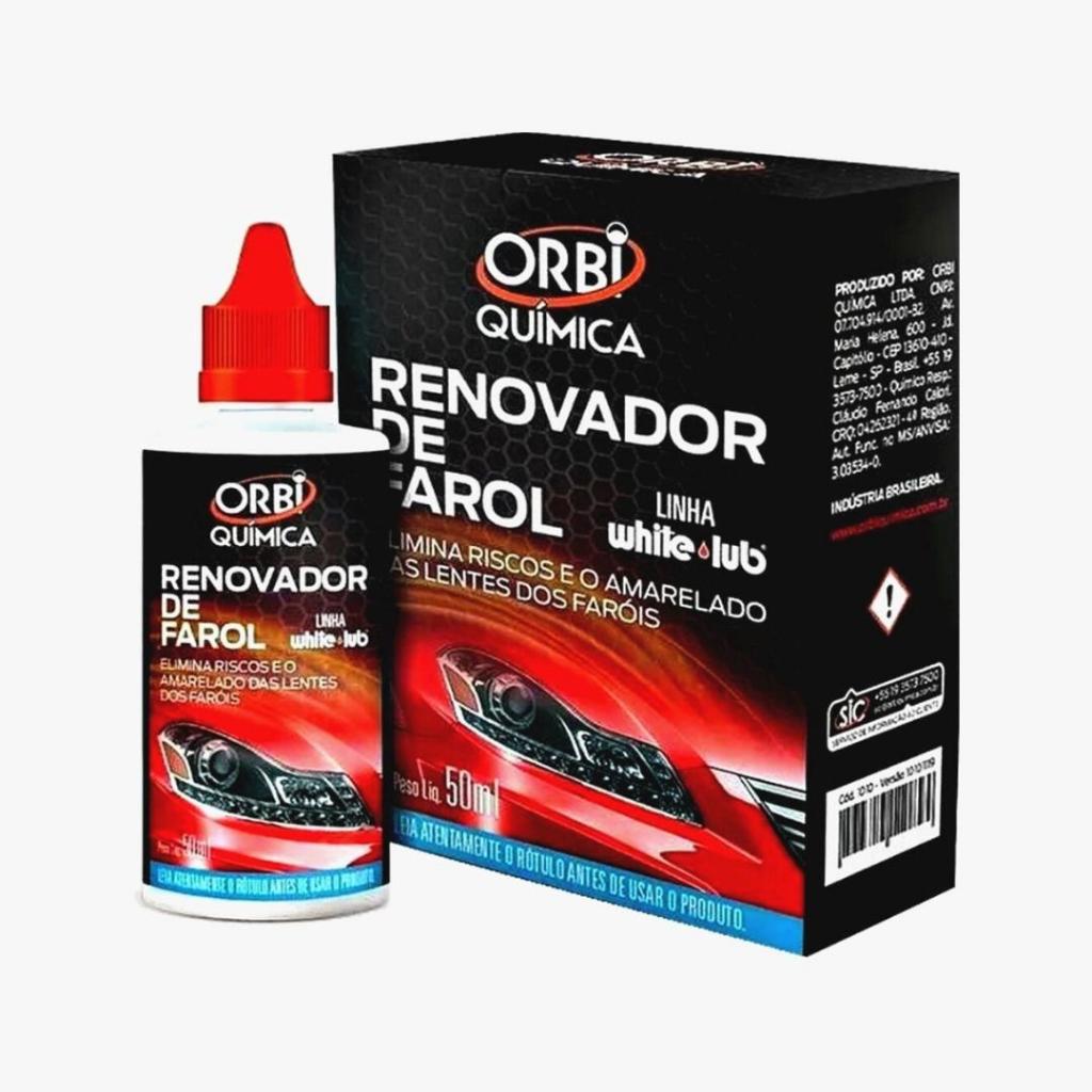 Renovador de Farol Orbi Tira Amarelado e Aspecto Fosco Revitalizador 50ml + Estopa