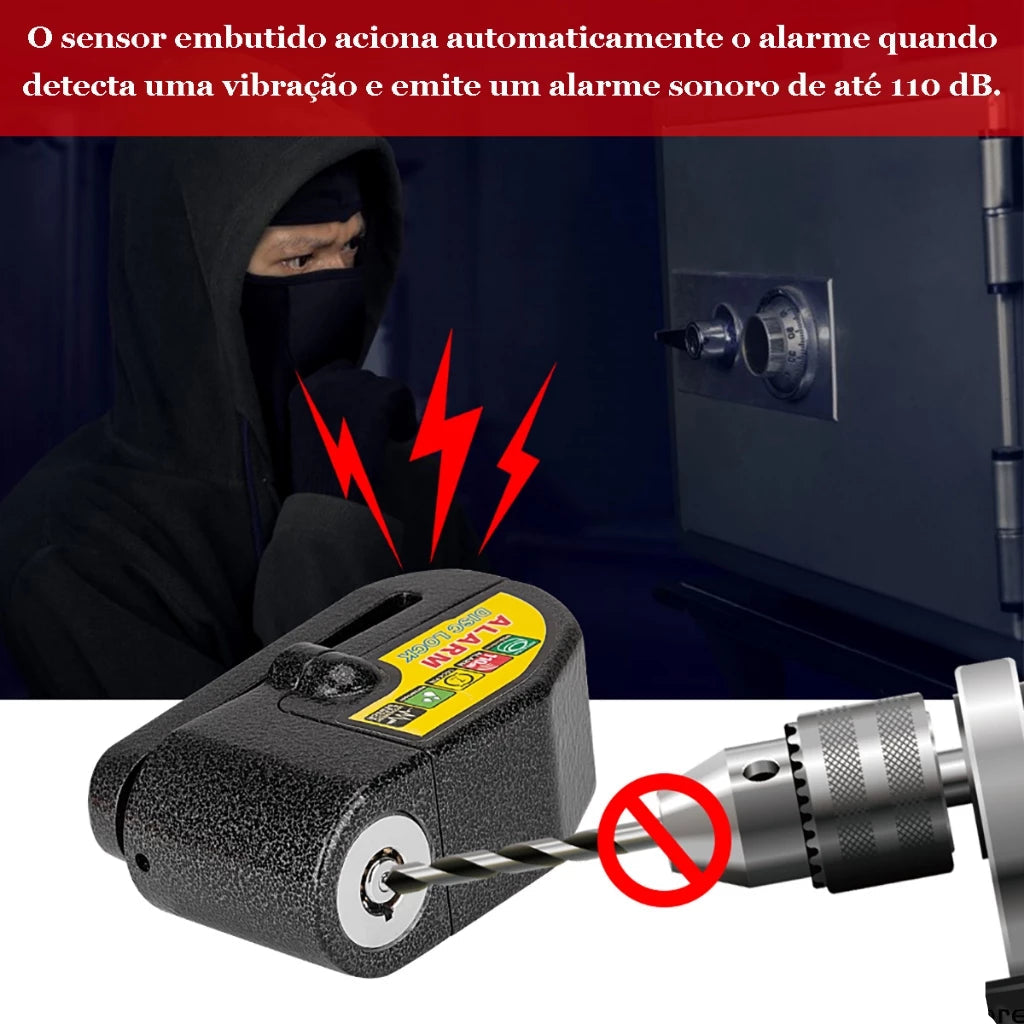 Cadeado Anti Furto - DiskLock Pro - Reforçado Com Alarme Sonoro