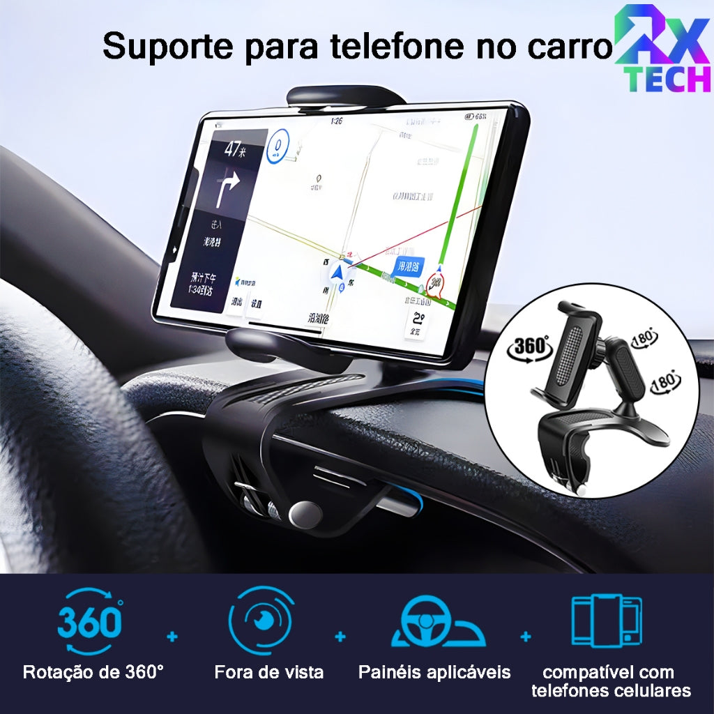 Suporte Celular Retrovisor 360° Universal Carro Prático e Seguro