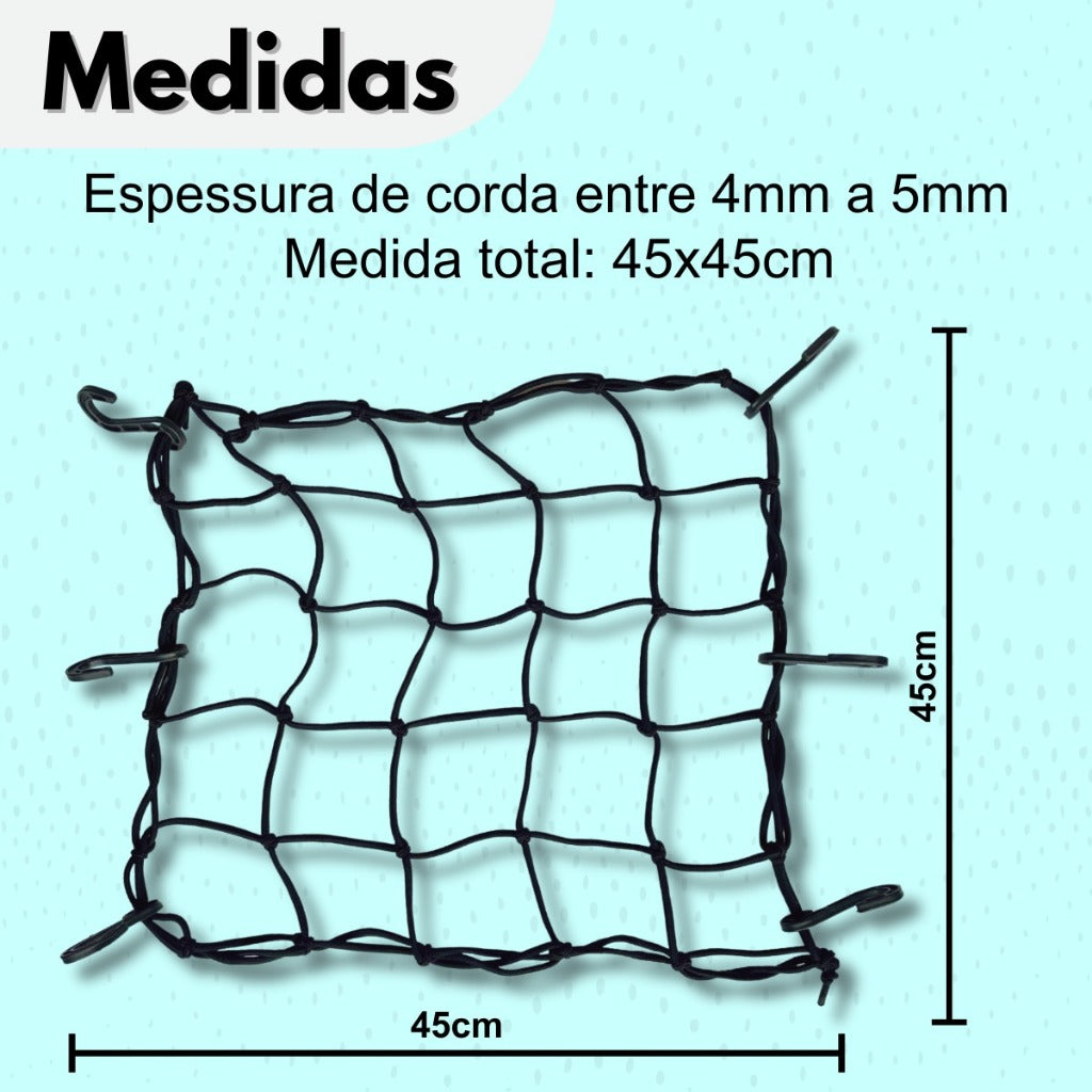 Rede Elástica Aranha 45x45cm Para Moto Bike Bagageiro - AMZ