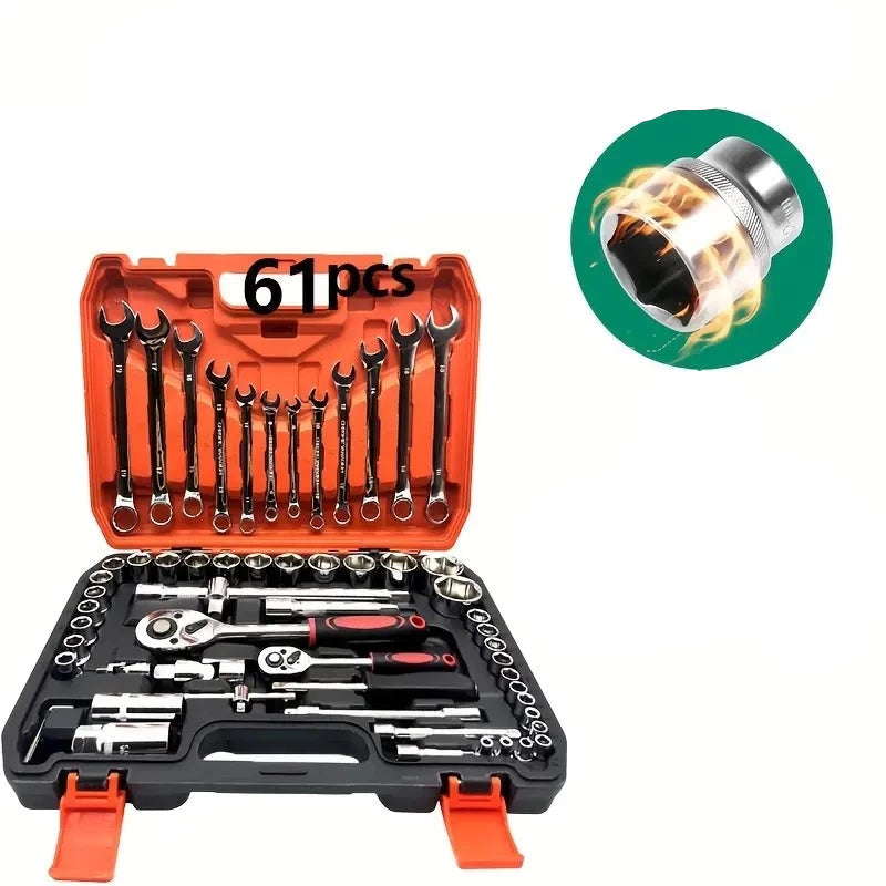 Kit Ferramenta Jogo Soquete Chave Combinada Catraca 61 Peças