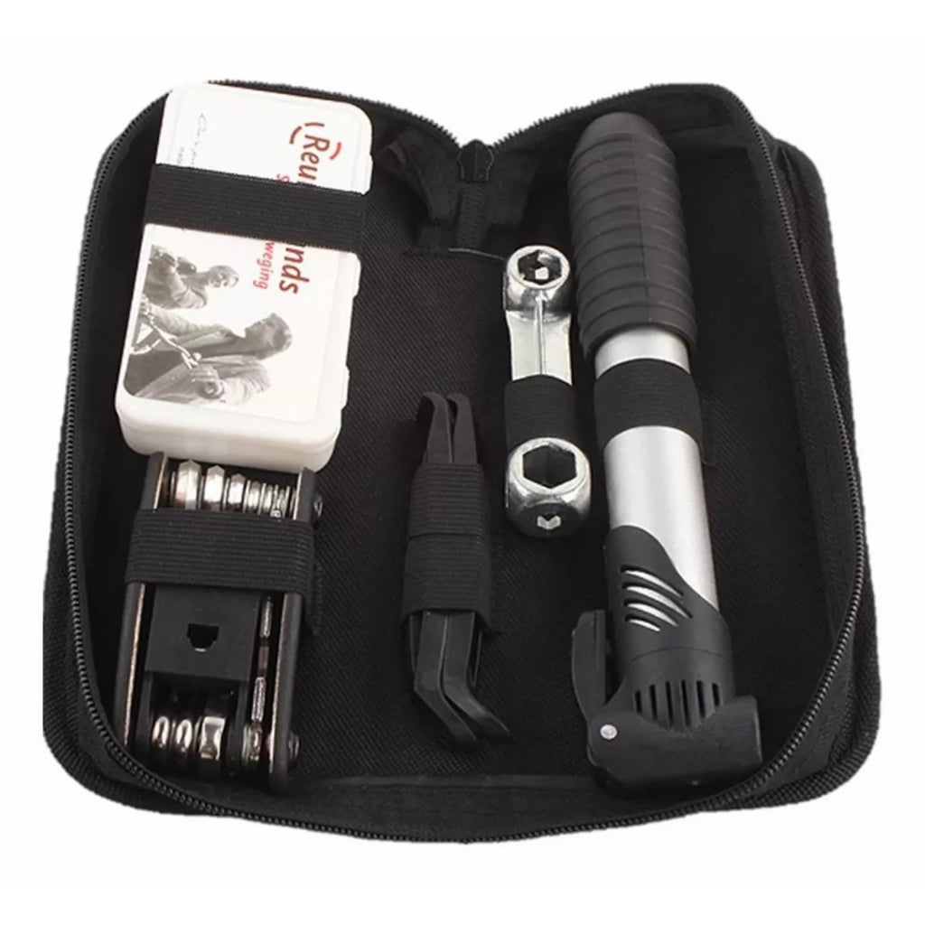 Kit Ferramentas Bicicleta Reparo Pneu Bomba Ar Bolsa Quadro - AMZ