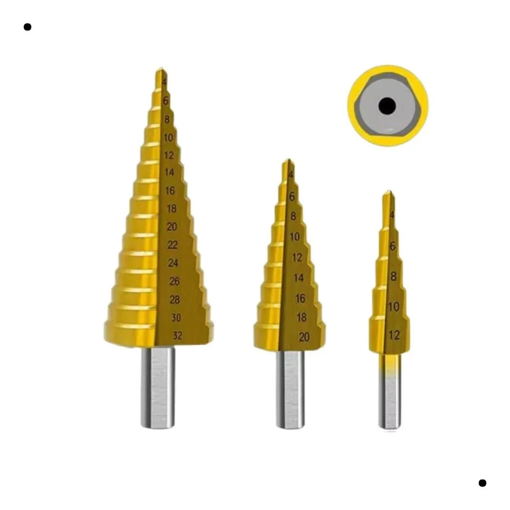 Kit 7 Brocas Escalonada Aço Titânio