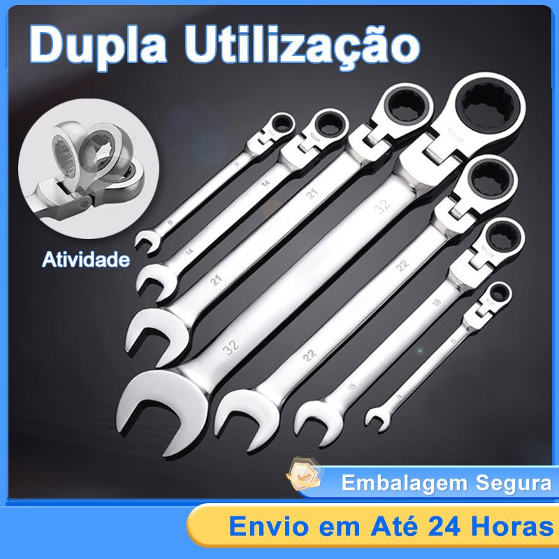 Kit 7 Peças Chave Combinada Catraca Boca Profissional - AMZ