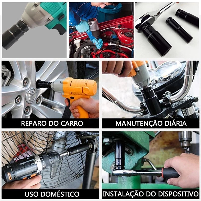 Jogo de Soquetes de Impacto Longo 8mm - 32mm - 20 Peças