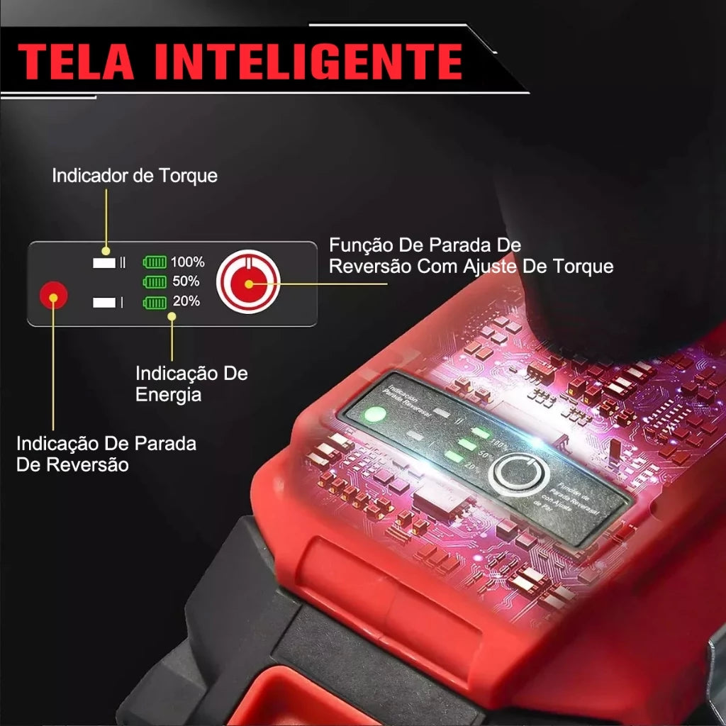 Chave de Impacto Com Led 520 N·m 21V - Chave Torque 2 Bateria