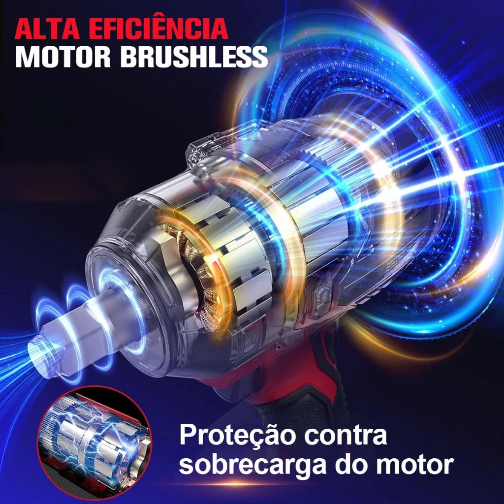 Chave de Impacto Com Led 520 N·m 21V - Chave Torque 2 Bateria
