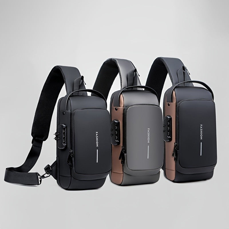 Mochila De Peito Masculina À Prova D'Água Com Trava e USB - AMZ