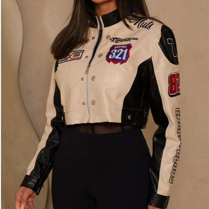 Jaqueta Couro Motoqueira Curta Estilo e Tendência - AMZ