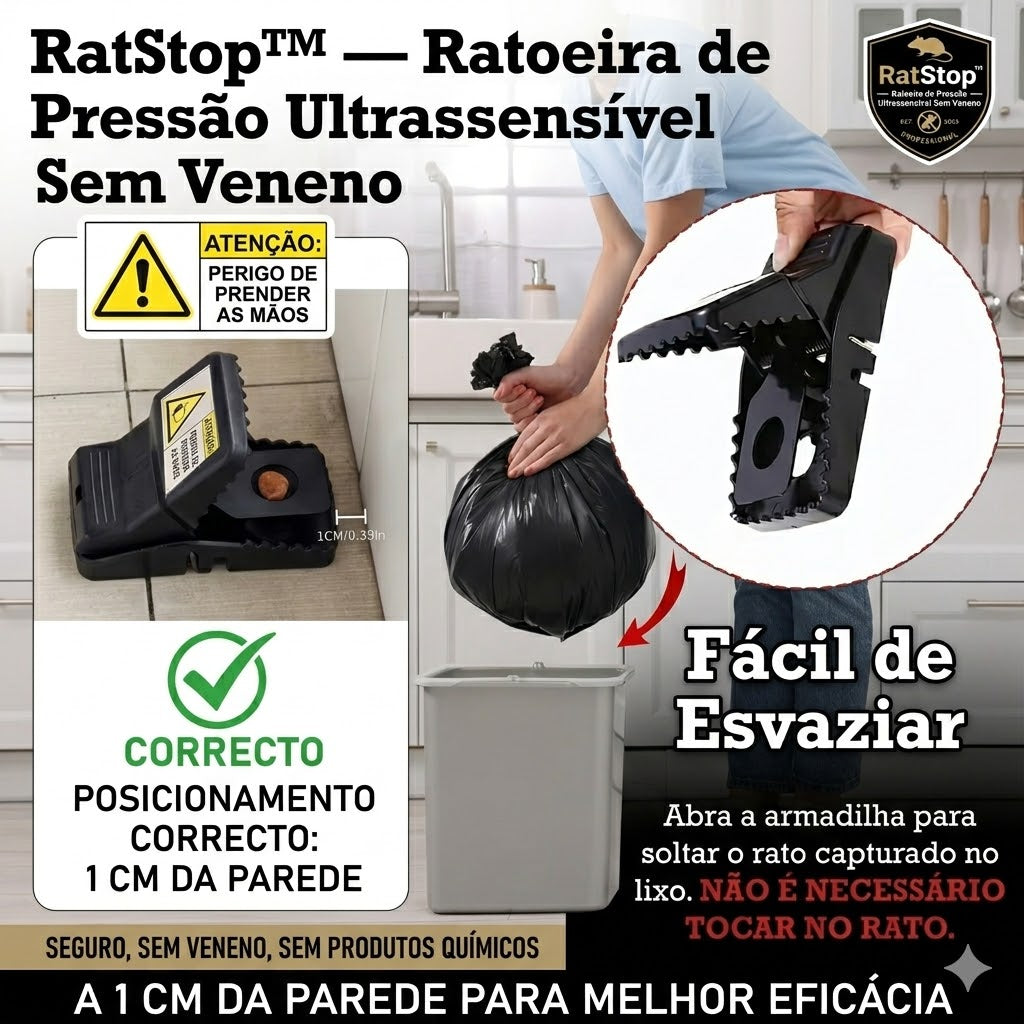 RatStop™ - Ratoeira de Pressão Ultrassensível Sem Veneno