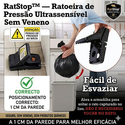 RatStop™ - Ratoeira de Pressão Ultrassensível Sem Veneno