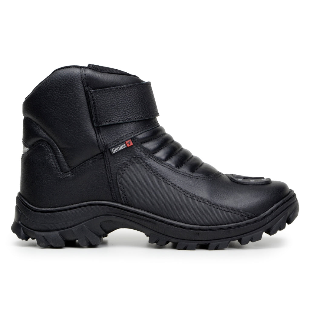 Bota Motociclista Couro Legítimo Palmilha Gel Sola Borracha - AMZ