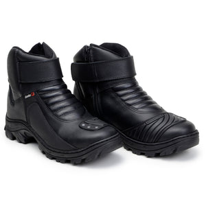 Bota Motociclista Couro Legítimo Palmilha Gel Sola Borracha - AMZ