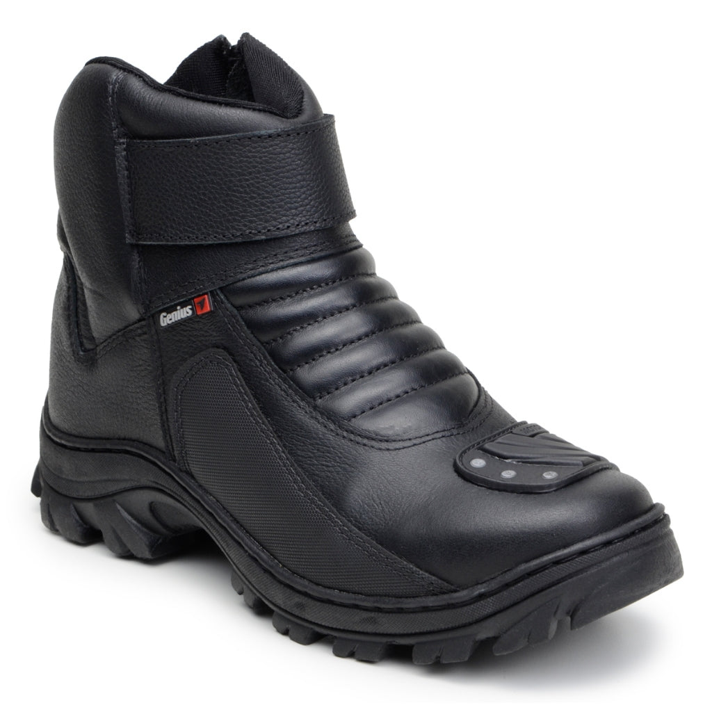Bota Motociclista Couro Legítimo Palmilha Gel Sola Borracha - AMZ