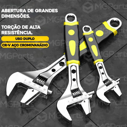 Chave Inglesa Ajustável 8 10 12 Polegadas Profissional Emborrachada - AMZ