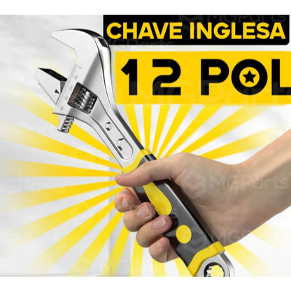 Chave Inglesa Ajustável 8 10 12 Polegadas Profissional Emborrachada - AMZ