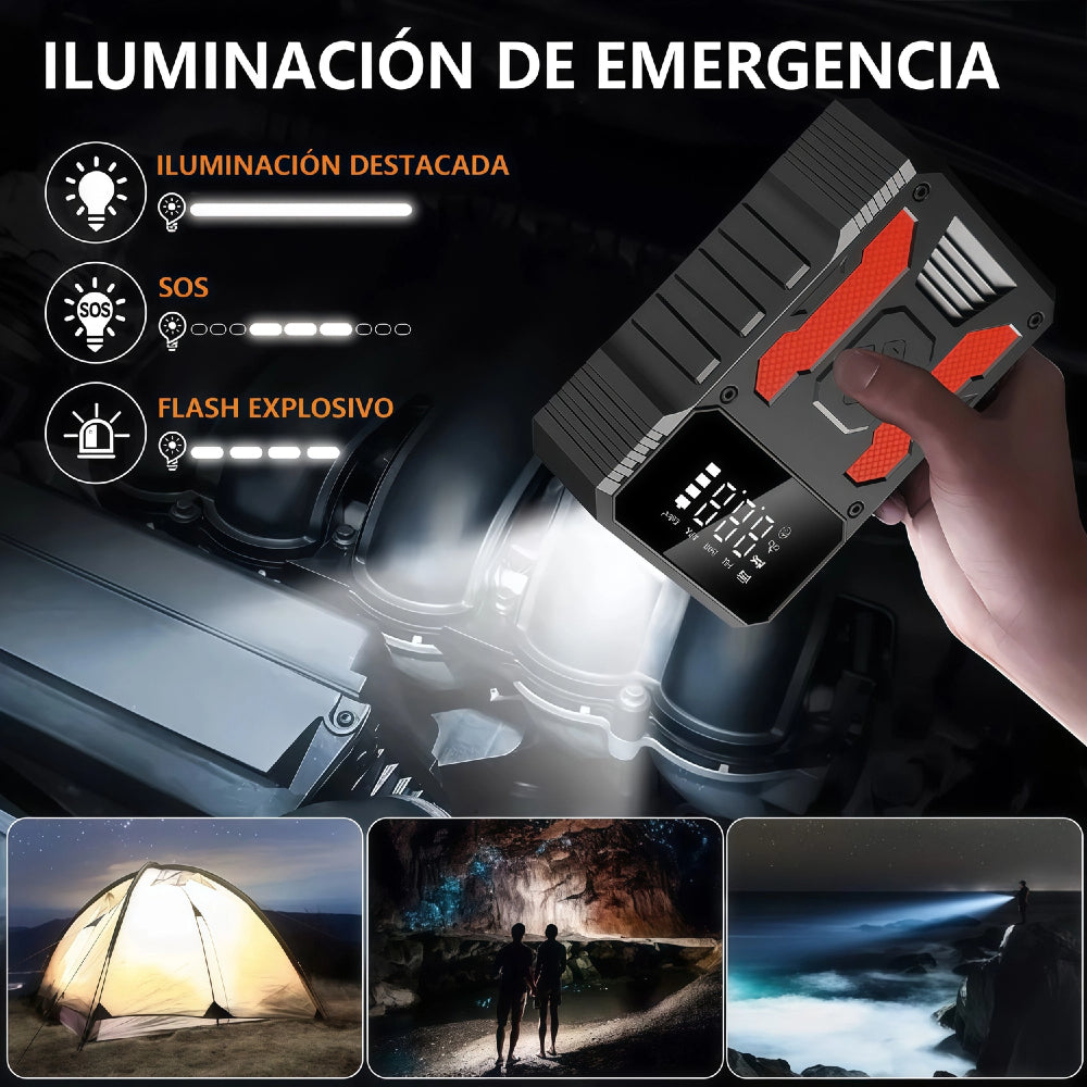 Arrancador Bateria 4 em 1 + Compressor Ar 150 PSI com LED - AMZ