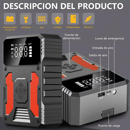 Arrancador Bateria 4 em 1 + Compressor Ar 150 PSI com LED - AMZ