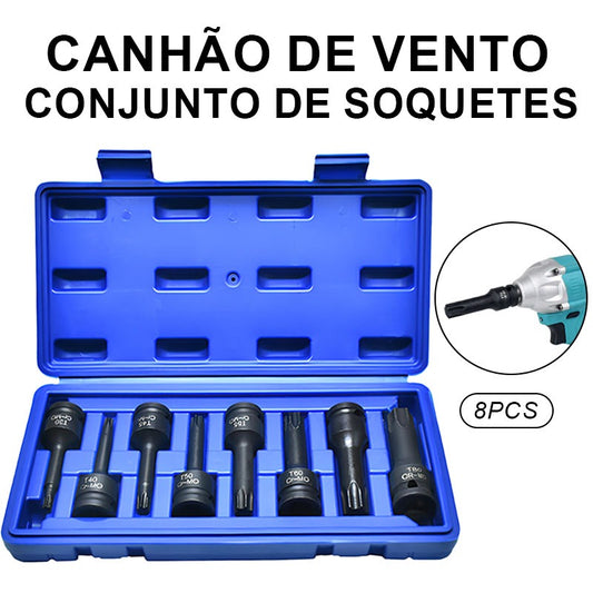 Kit Jogo Soquete Impacto Torx 30 À 70 - 1/2'' 8 Peças T30-T80
