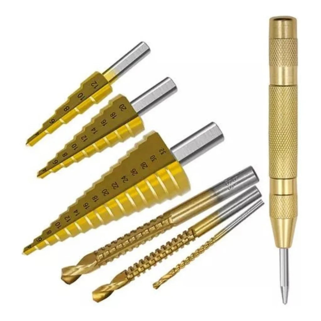 Kit 7 Brocas Escalonada Aço Titânio