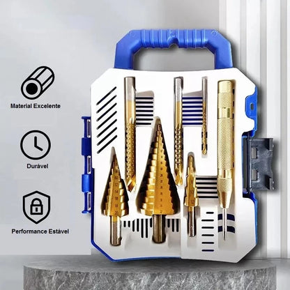 Kit 7 Brocas Escalonada Aço Titânio