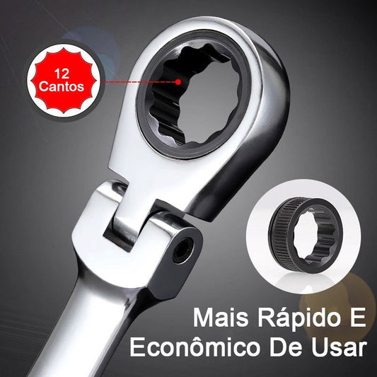 Kit 7 Peças Chave Combinada Catraca Boca Profissional - AMZ