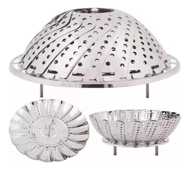 Cesto Retrátil Para Cozimento a Vapor de Inox