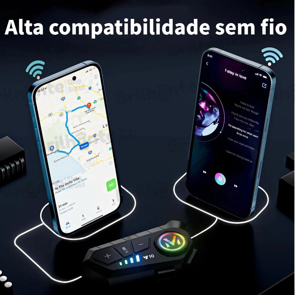 Fone de Ouvido para Capacete V10 - Chamadas Mãos Livres