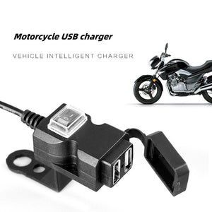 Carregador Guidão Moto 12V Porta USB Dupla Turbo Power - AMZ