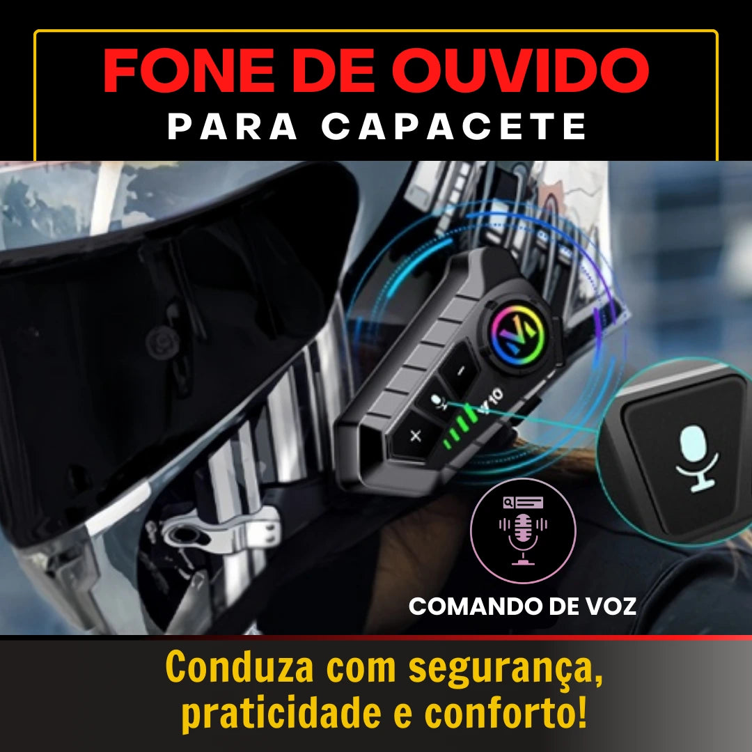 Fone de Ouvido para Capacete - Chamadas Mãos Livres