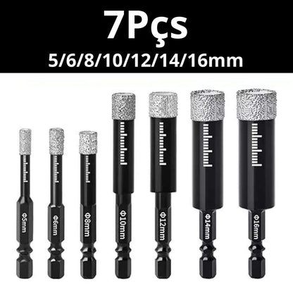 Broca Diamantada Multiuso - KIT com 7 Brocas (5/6/8/10/12/14/16mm)