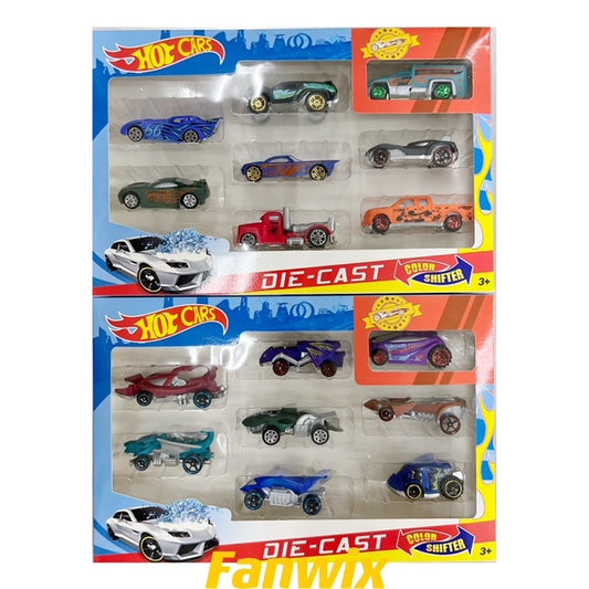 Kit 8 Hot Cars Miniaturas Metal Colecionáveis Cores Variadas - Fanwix AMZ