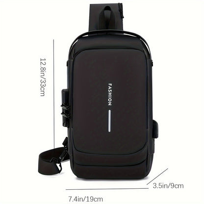 Mochila De Peito Masculina À Prova D'Água Com Trava e USB - AMZ