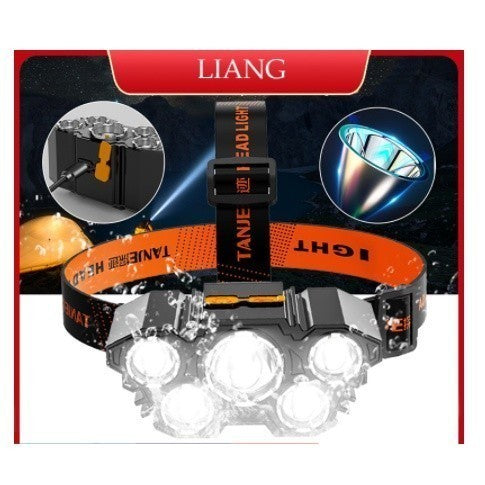 Lanterna Holofote de Cabeça 5 LED - Super Brilhante, Recarregável USB | AMZ