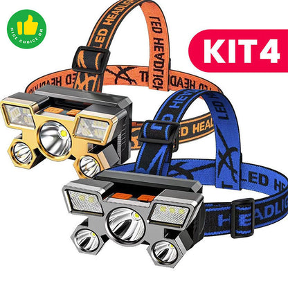 Lanterna Holofote de Cabeça 5 LED - Super Brilhante, Recarregável USB | AMZ