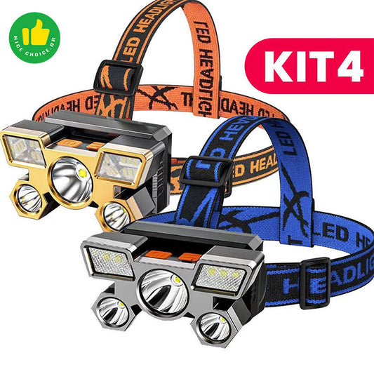 Lanterna Holofote de Cabeça 5 LED - Super Brilhante, Recarregável USB | AMZ