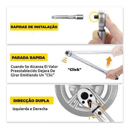 Torquímetro Estalo Click Para Soquete 12 pol 28-210 Nm 2,8 a 21Kg